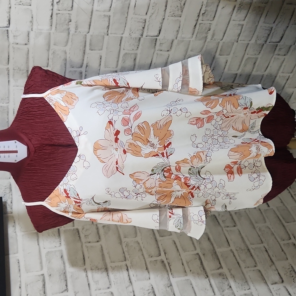 Amazon SZ L Floral Cold Shoulder Blouse
